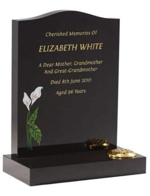 EC32 Dense Black Memorial with Painted Lilies