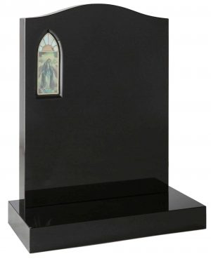 Offset Ogee headstone with stained glass panel