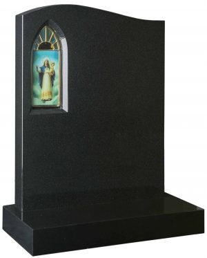 Offset Ogee headstone with stained glass panel