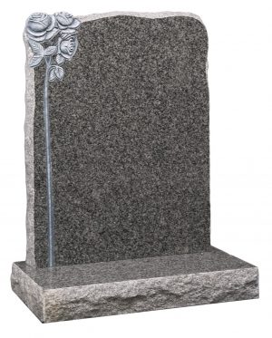Square top with carved rose design headstone