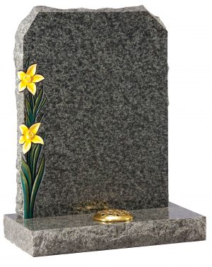 Rustic edges with carved Daffodils headstone