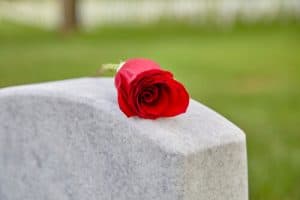 Headstone with rose